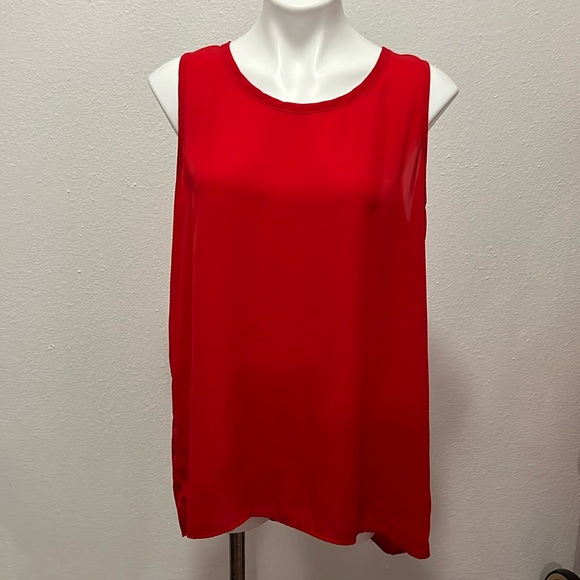 Pleione Red Sheer Sleeveless Top Sz L - Picture 1 of 6